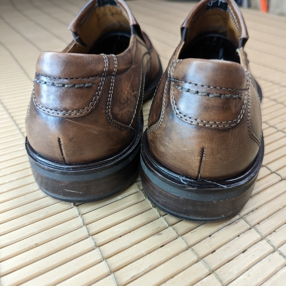 ECCO Brown Leather Slip On Loafers Mens 12E  EU 45 Casual Shoes Comfort - Picture 8 of 10